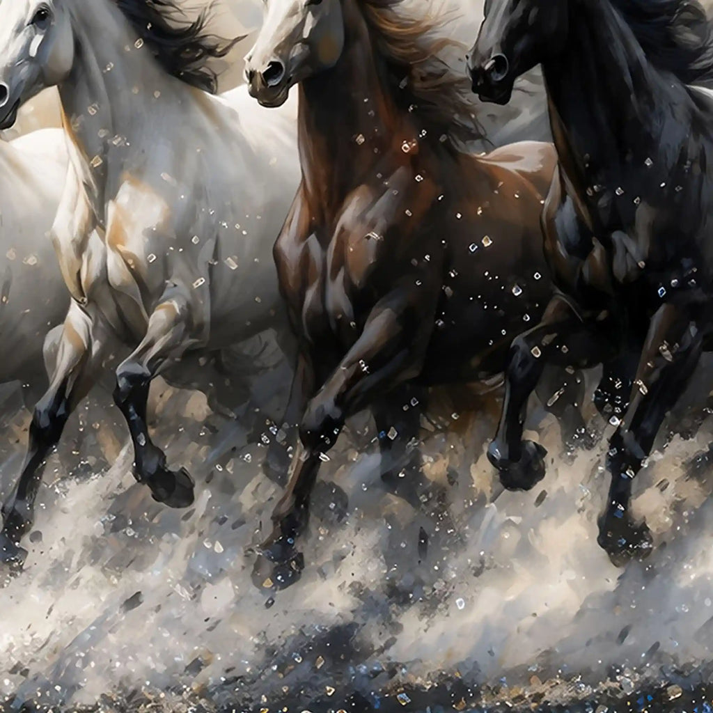 Designer Running Horses Crystal Glass Painting for Modern Wall Décor