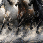 Designer Running Horses Crystal Glass Painting for Modern Wall Décor