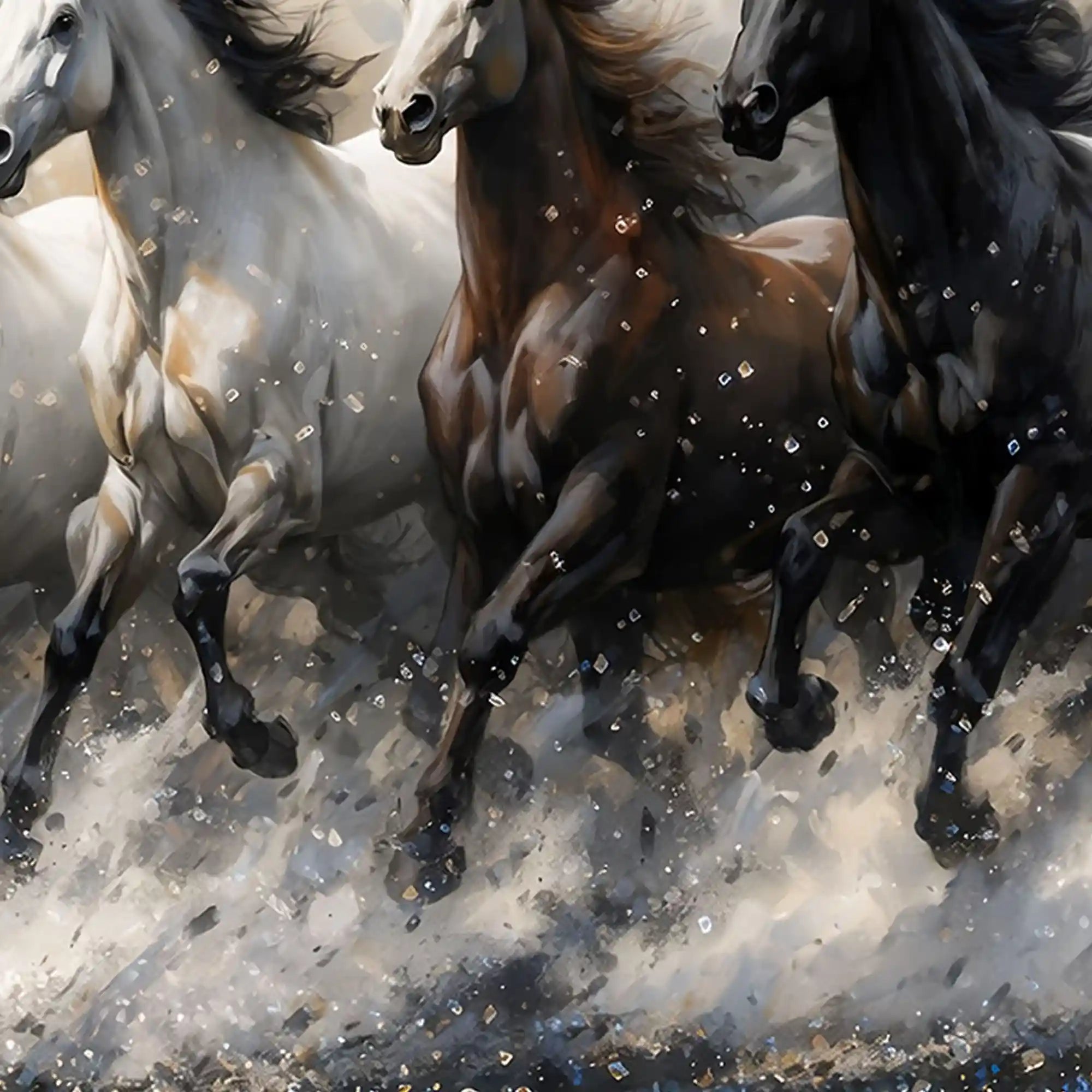 Designer Running Horses Crystal Glass Painting for Modern Wall Décor