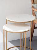 Designer White Marble Top Iron Stand Coffee Table Set of 2 - Decor Smart