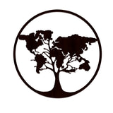 Designer World Map Tree Backlit Wooden Wall Art with LED Night Light Walnut Finish - Decor Smart