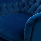 Detailed Tufted Super Comfy Navy Blue Velvet Sofa Lounge Chair - Decor Smart