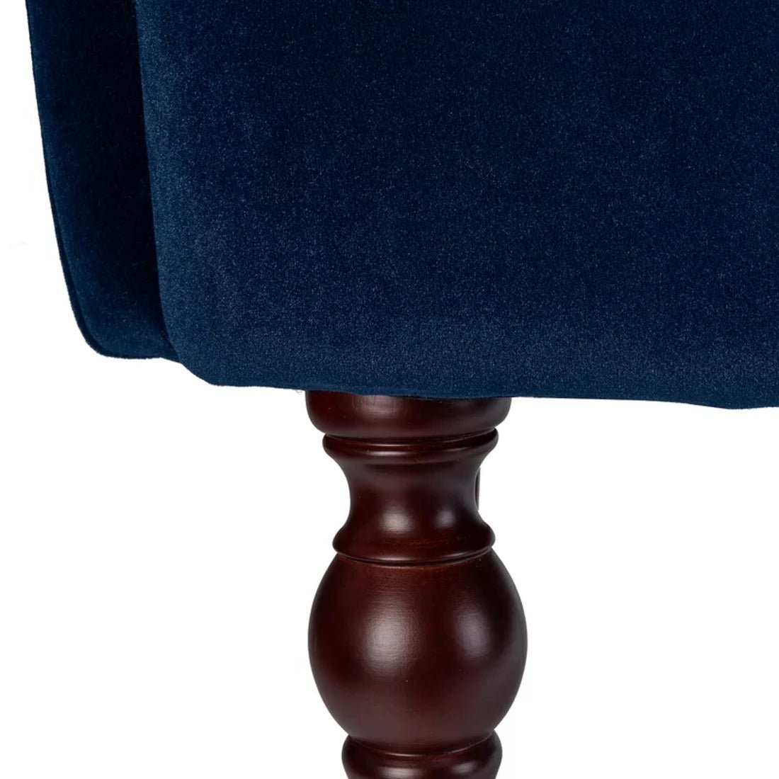 Detailed Tufted Super Comfy Navy Blue Velvet Sofa Lounge Chair - Decor Smart