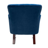 Detailed Tufted Super Comfy Navy Blue Velvet Sofa Lounge Chair - Decor Smart