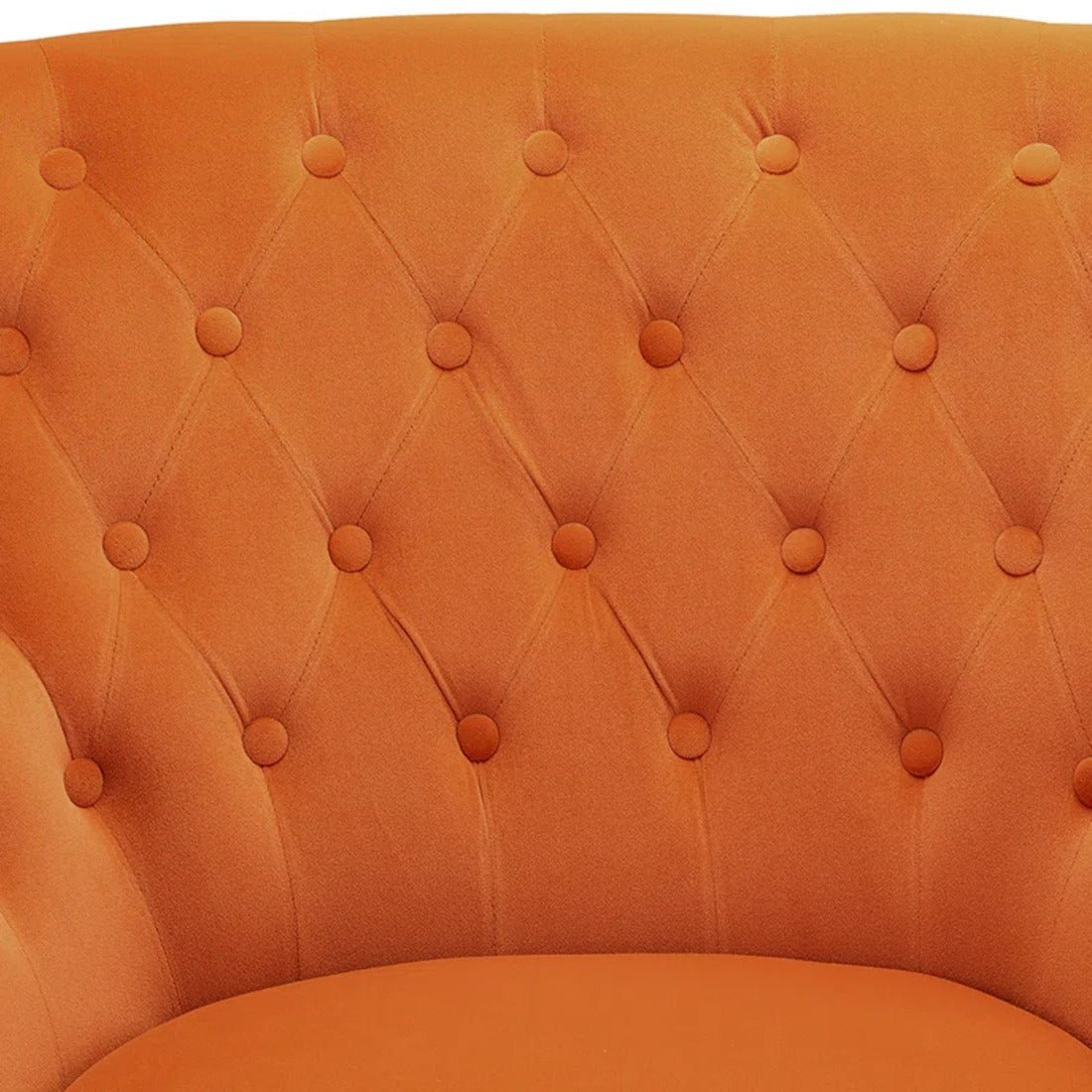 Detailed Tufted Super Comfy Orange Velvet Sofa Lounge Chair - Decor Smart