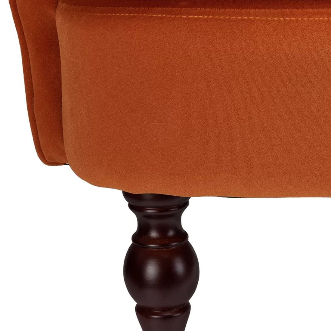 Detailed Tufted Super Comfy Orange Velvet Sofa Lounge Chair - Decor Smart