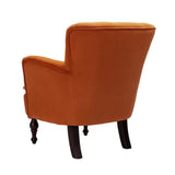 Detailed Tufted Super Comfy Orange Velvet Sofa Lounge Chair - Decor Smart