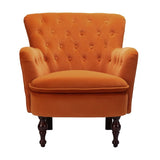 Detailed Tufted Super Comfy Orange Velvet Sofa Lounge Chair - Decor Smart