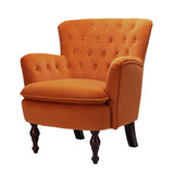 Detailed Tufted Super Comfy Orange Velvet Sofa Lounge Chair - Decor Smart