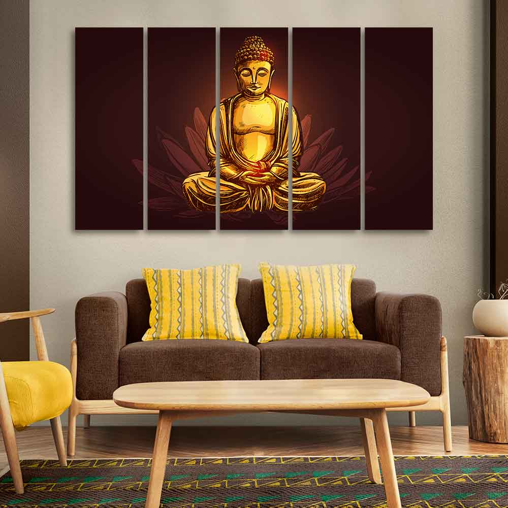 Devotional Lord Buddha Meditating Canvas Wall Painting