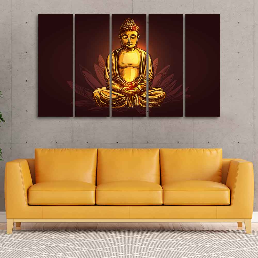 Devotional Lord Buddha Meditating Canvas Wall Painting