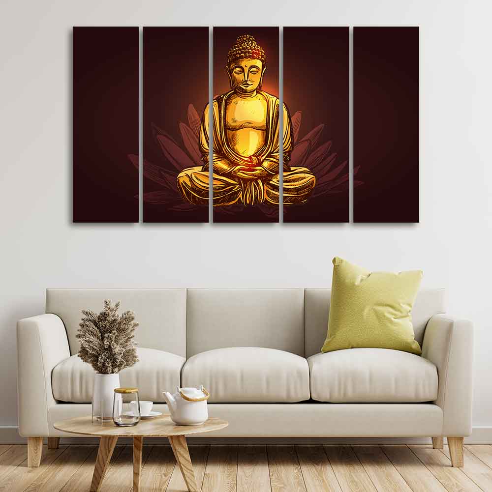 Devotional Lord Buddha Meditating Canvas Wall Painting
