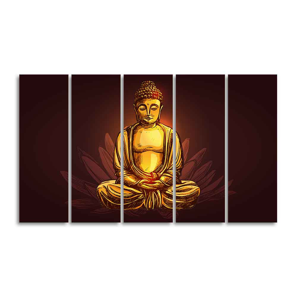 Devotional Lord Buddha Meditating Canvas Wall Painting