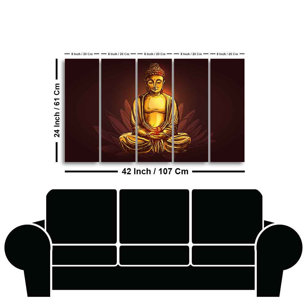 Devotional Lord Buddha Meditating Canvas Wall Painting
