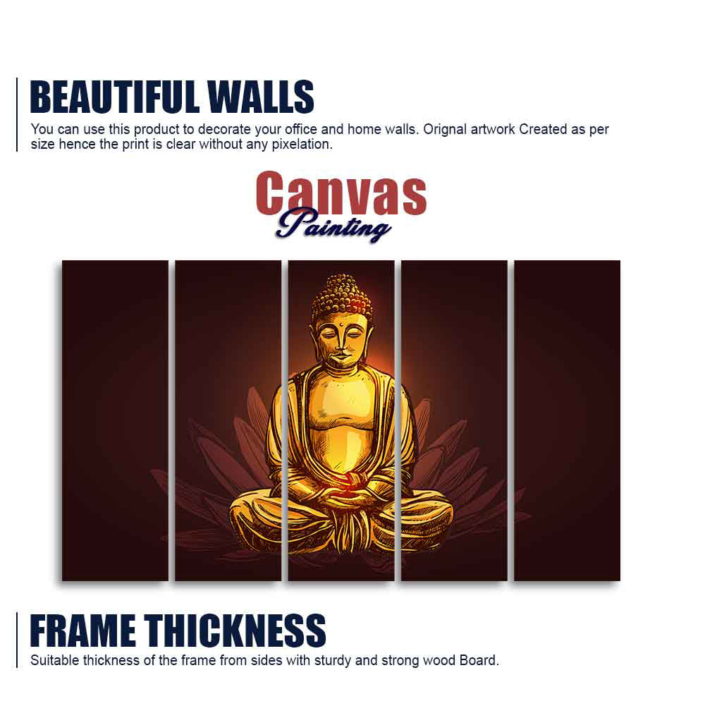 Devotional Lord Buddha Meditating Canvas Wall Painting