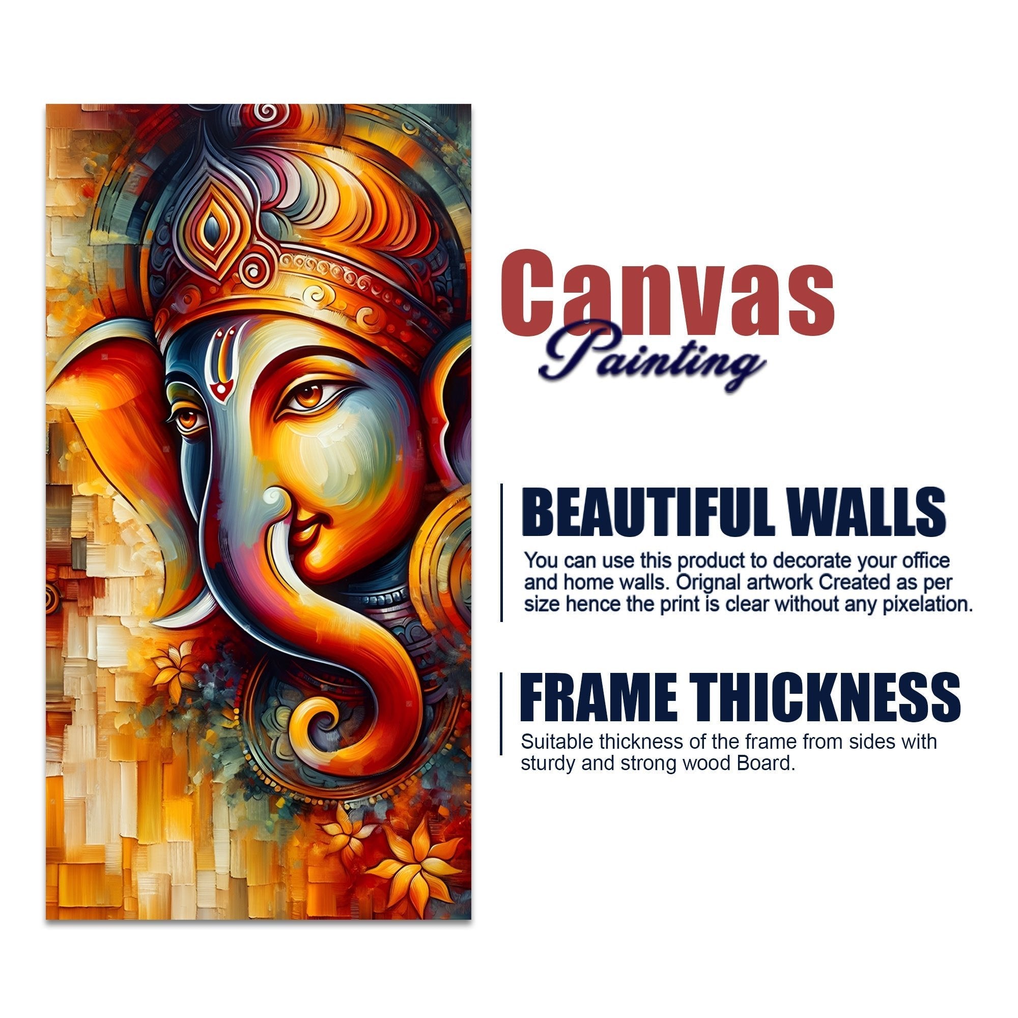 Divine Art of Lord Ganesha Premium Canvas Wall Painting - Decor Smart