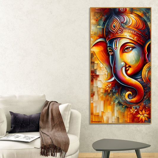 Divine Art of Lord Ganesha Premium Canvas Wall Painting - Decor Smart
