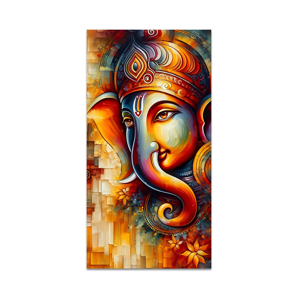 Divine Art of Lord Ganesha Premium Canvas Wall Painting