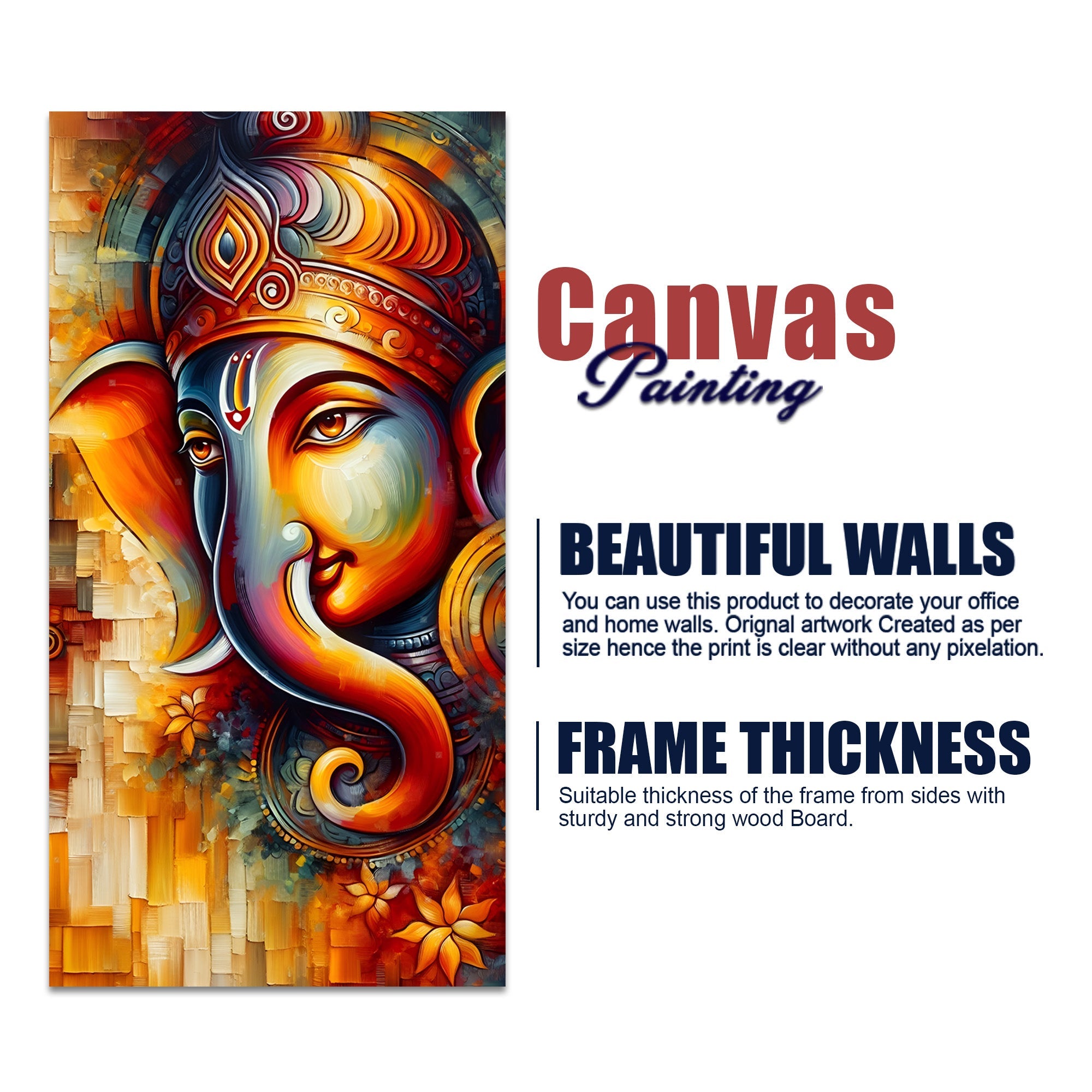 Divine Art of Lord Ganesha Premium Canvas Wall Painting