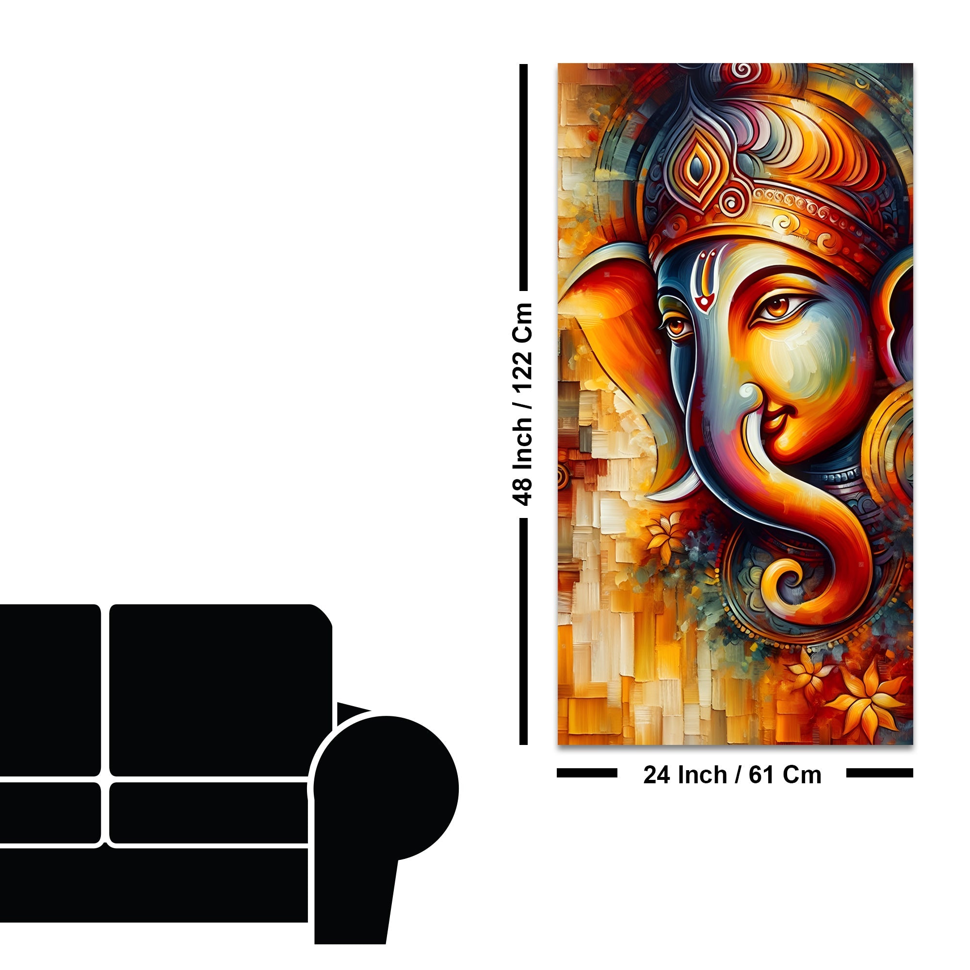 Divine Art of Lord Ganesha Premium Canvas Wall Painting