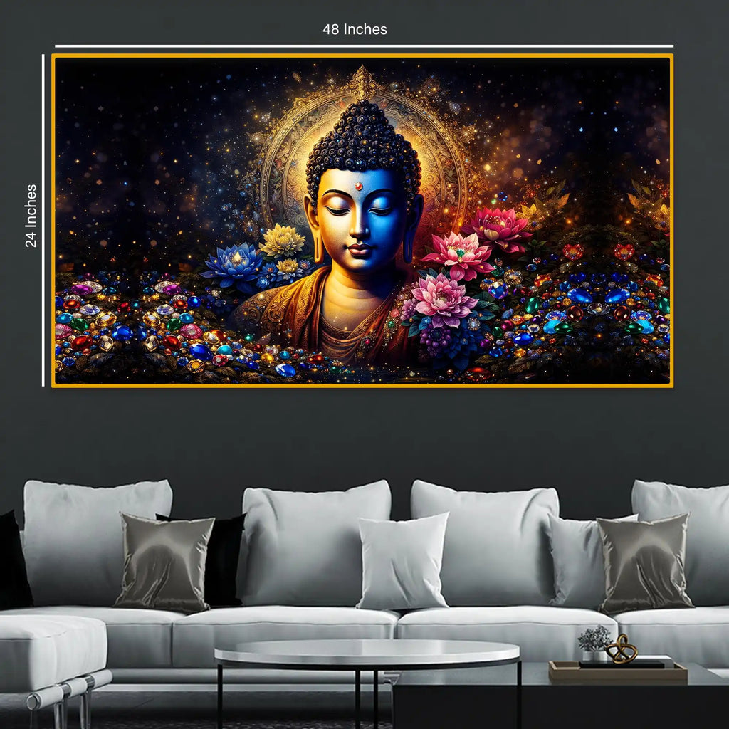 Divine Buddha Aura Crystal Glass Painting for Premium Wall Decor