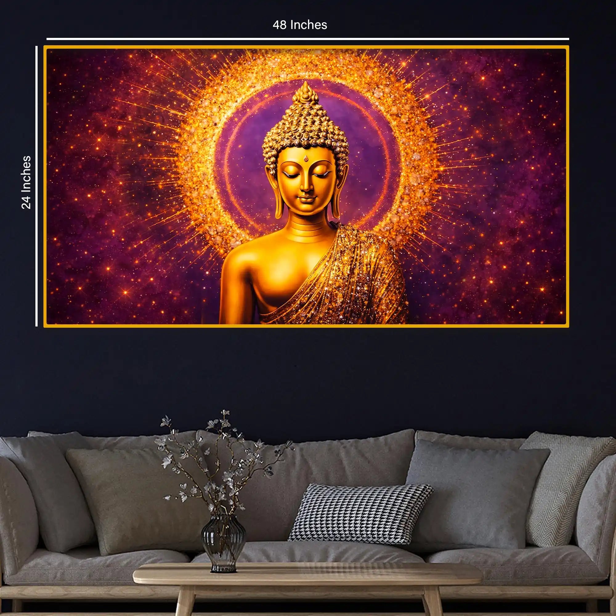 Divine Buddha Energy Crystal Glass Painting for Wall Décor