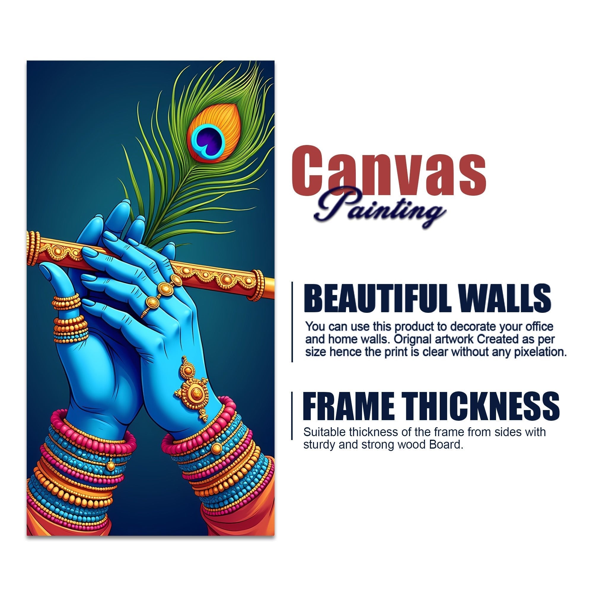 Divine Flute of Lord Krishna Premium Canvas Wall Painting - Decor Smart