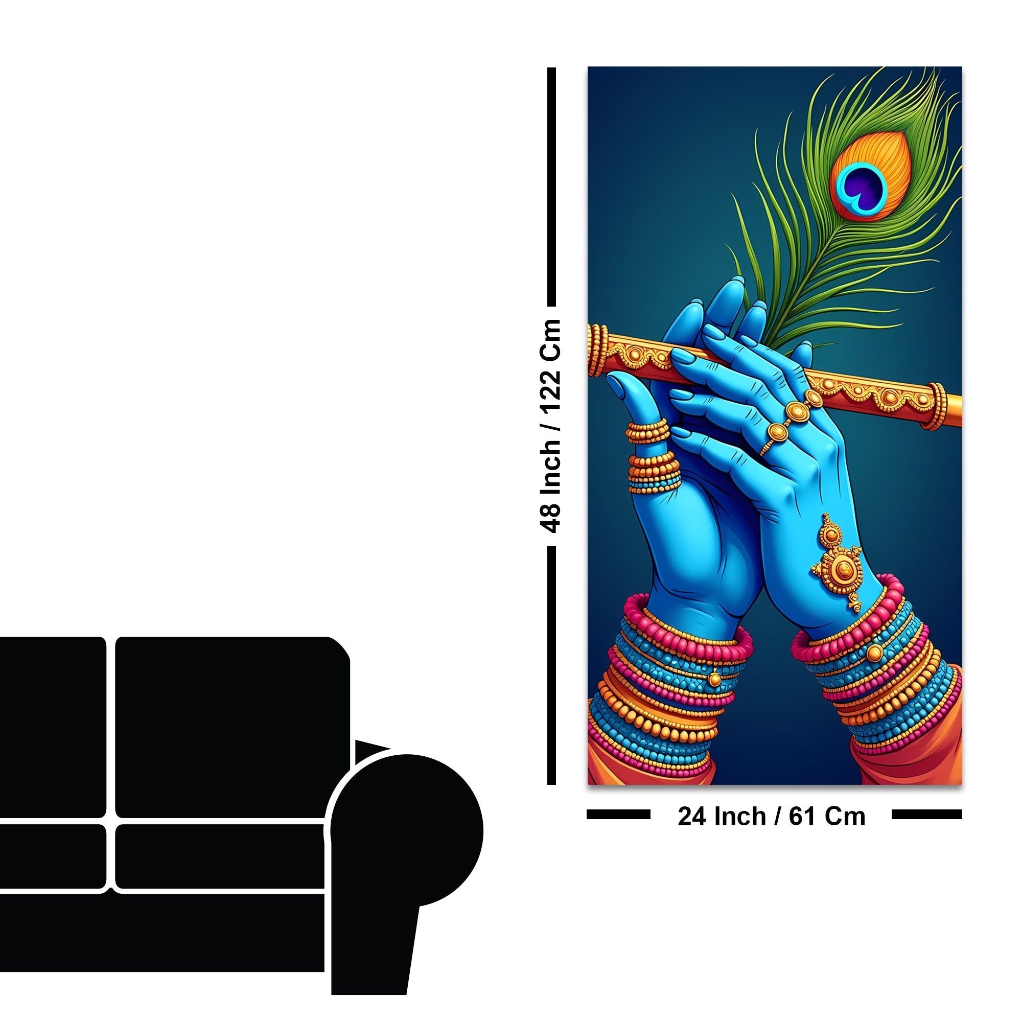 Divine Flute of Lord Krishna Premium Canvas Wall Painting - Decor Smart