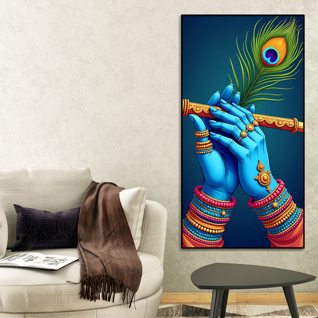 Divine Flute of Lord Krishna Premium Canvas Wall Painting