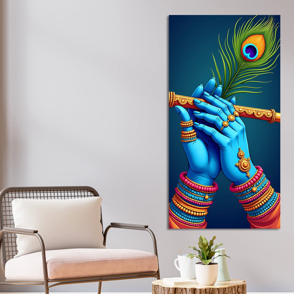 Divine Flute of Lord Krishna Premium Canvas Wall Painting