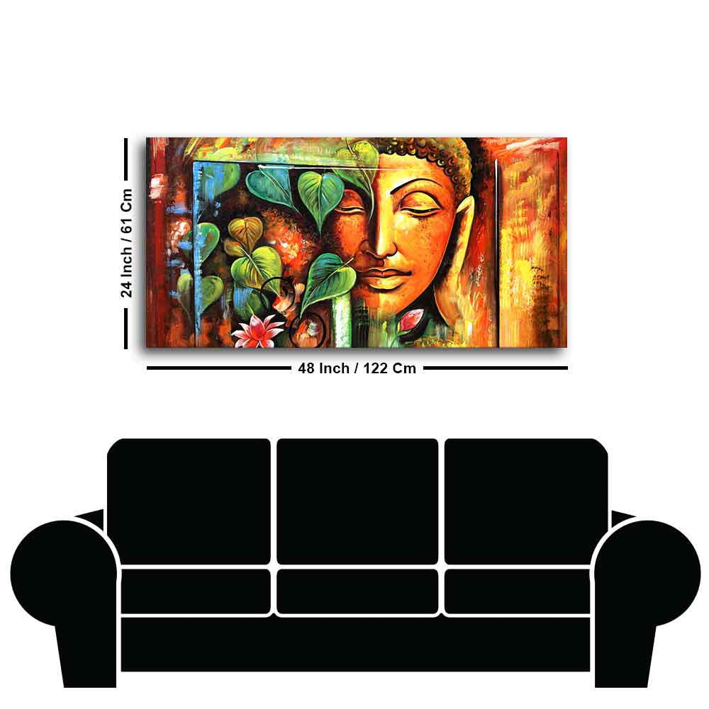 Divine Gautama Buddha Face Premium Frame Wall Painting - Decor Smart