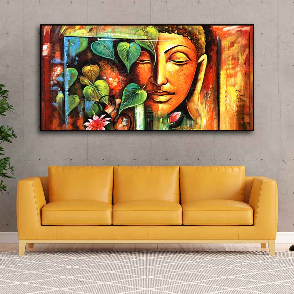 Divine Gautama Buddha Face Premium Frame Wall Painting - Decor Smart