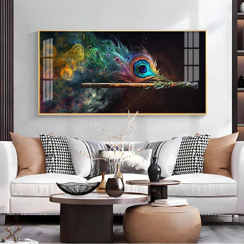 Divine Krishna Flute Premium Acrylic Floating Wall Painting - Decor Smart