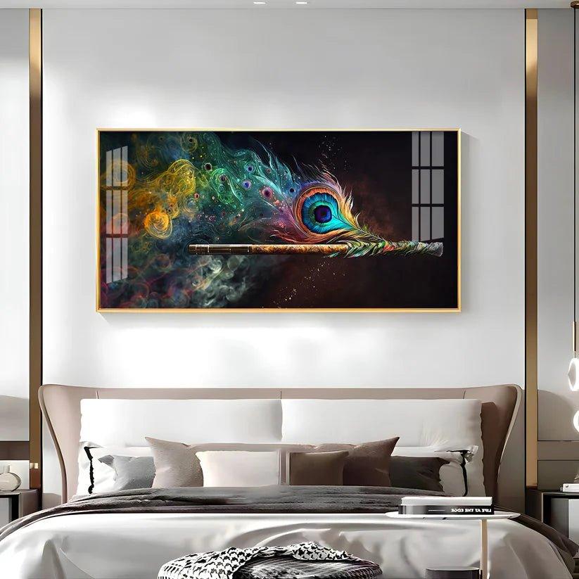 Divine Krishna Flute Premium Acrylic Floating Wall Painting - Decor Smart