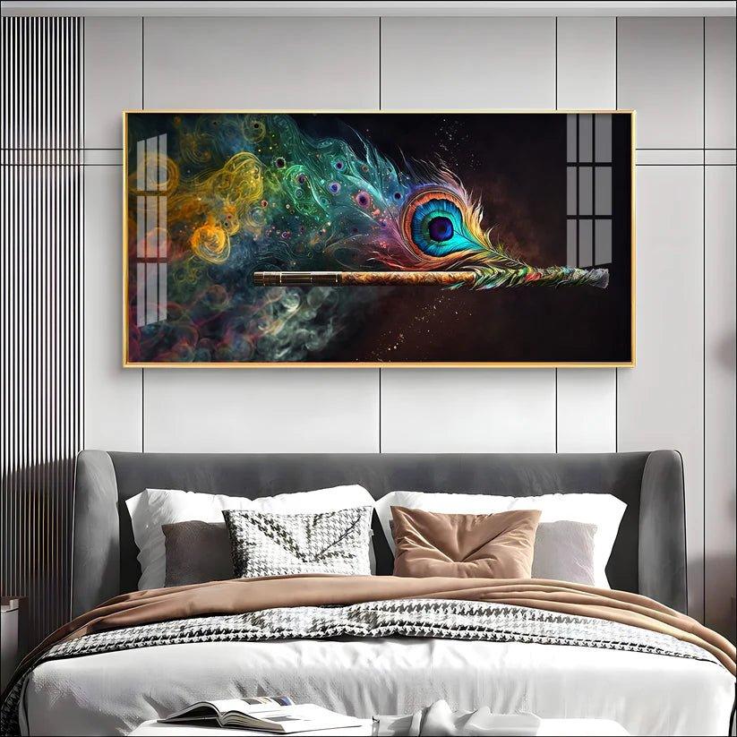 Divine Krishna Flute Premium Acrylic Floating Wall Painting - Decor Smart