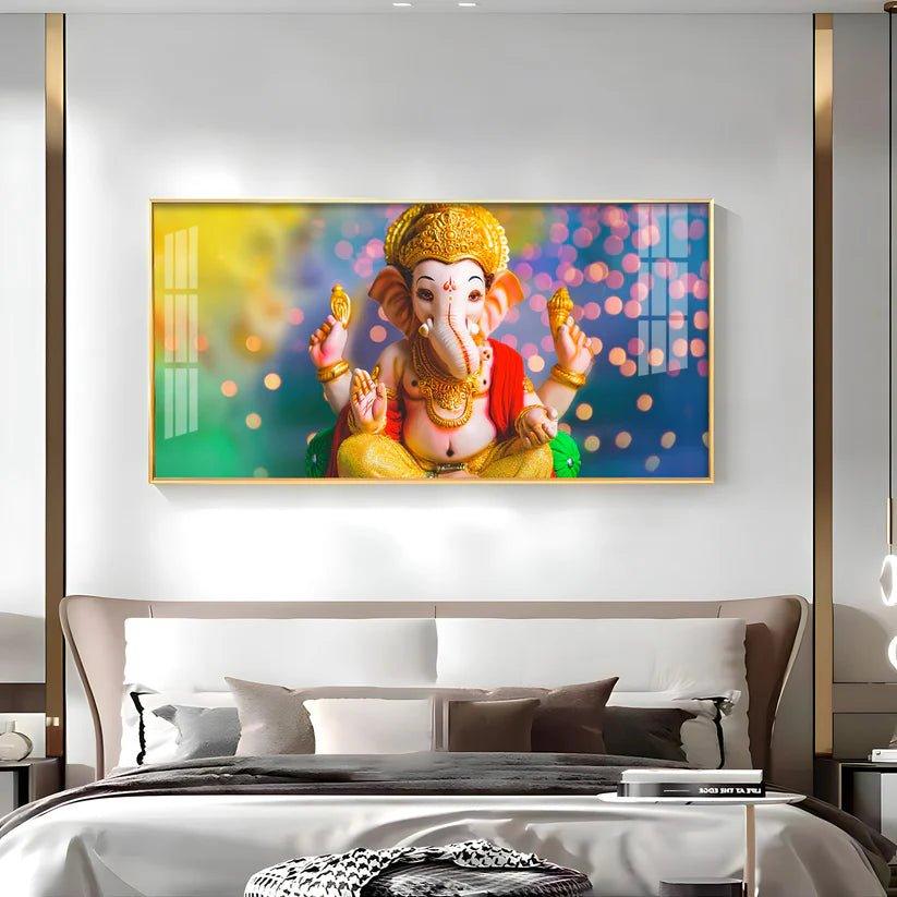 Divine Lord Ganesha Premium Acrylic Floating Wall Painting - Decor Smart