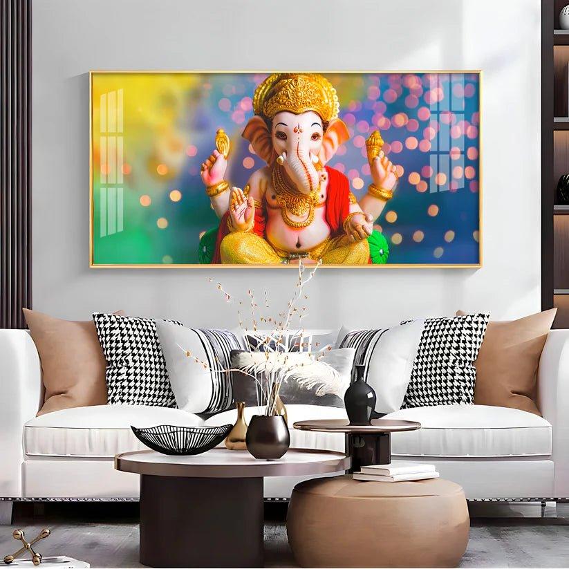 Divine Lord Ganesha Premium Acrylic Floating Wall Painting - Decor Smart