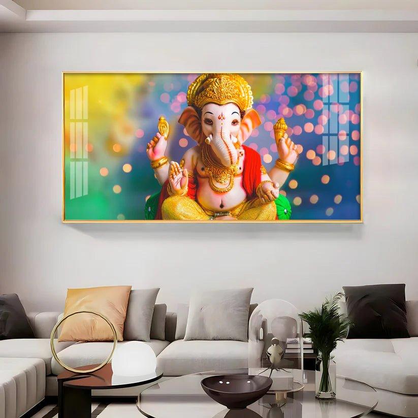 Divine Lord Ganesha Premium Acrylic Floating Wall Painting - Decor Smart
