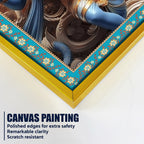 Divine Lord Krishna Floral Border Vertical Canvas Wall Painting