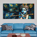 Divine Lord Krishna Playing with Flute Premium Canvas Wall Painting