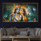 Divine Radha Krishna Crystal Glass Painting for Spiritual Wall Art Décor