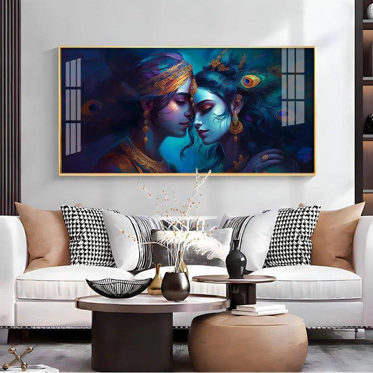 Divine Radha Krishna Premium Acrylic Floating Wall Painting - Decor Smart