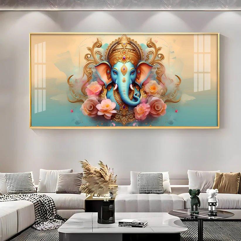 Divine Shree Ganesha Premium Acrylic Floating Wall Painting - Decor Smart