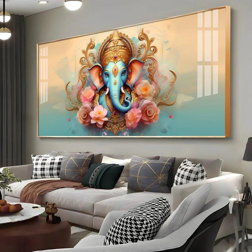 Divine Shree Ganesha Premium Acrylic Floating Wall Painting - Decor Smart