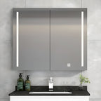 Double Door LED Mirror Cabinet with Vertical Lights and Touch Sensor