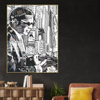 Drawn City New York Street At Night Cotton Canvas Wall Painting