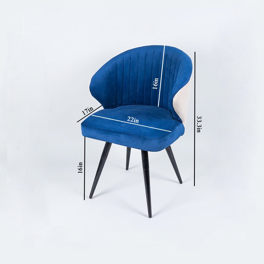 Dual - Colored Blue & Cream Plush Velvet Accent Chair - Decor Smart