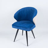 Dual - Colored Blue & Cream Plush Velvet Accent Chair - Decor Smart