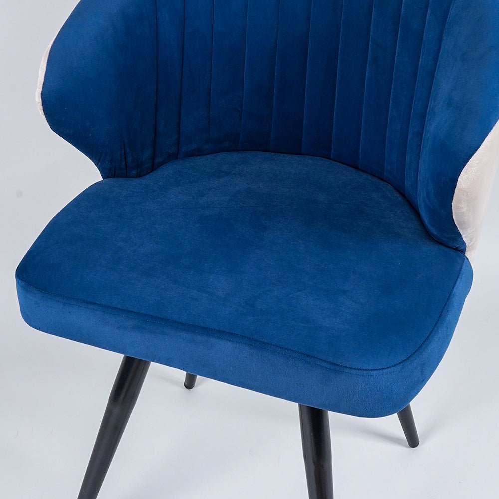 Dual - Colored Blue & Cream Plush Velvet Accent Chair - Decor Smart