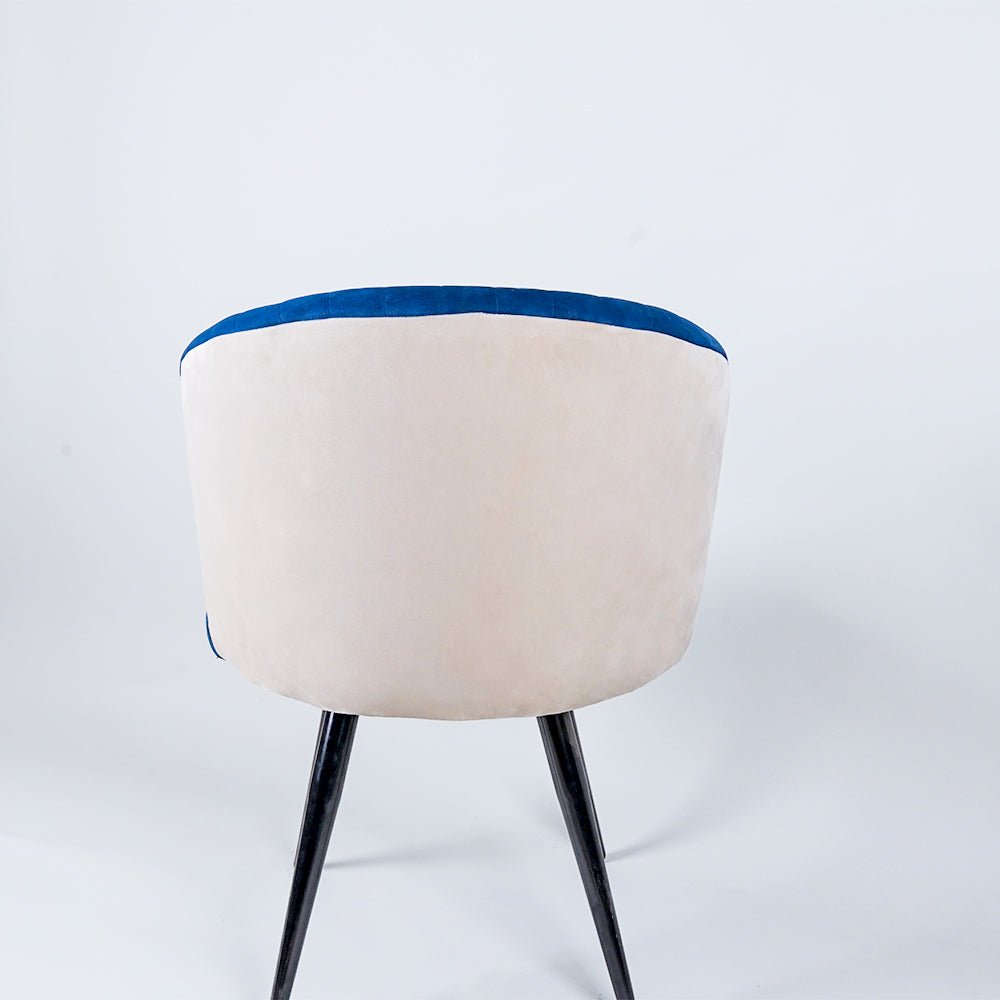 Dual - Colored Blue & Cream Plush Velvet Accent Chair - Decor Smart